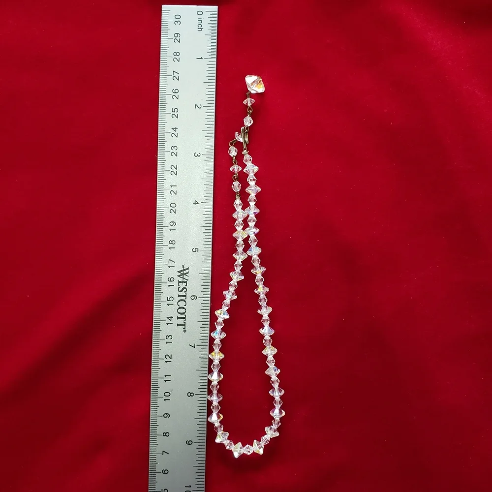 Vintage CHOKER CRYSTAL NECKLACE SINGLE STRAND hook clasp - Picture 12 of 12